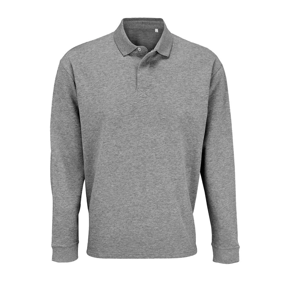 Sol's Рубашка поло оверсайз с длинным рукавом Heritage, серый меланж