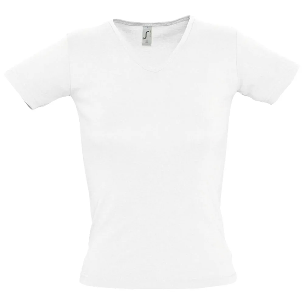 Sol's Футболка женская Lady 220 с V-образным вырезом, белая