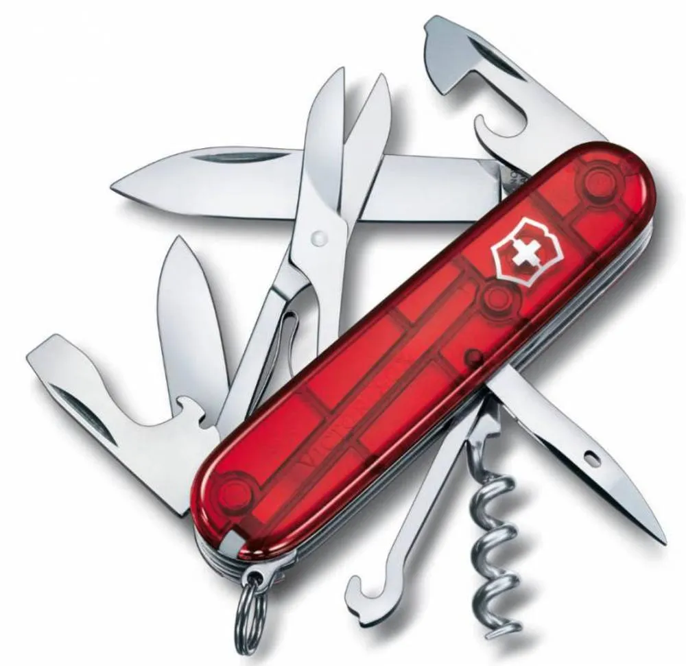 Victorinox Офицерский нож Climber 91, прозрачный красный