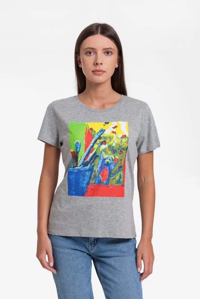 CoolColor Футболка женская Artist Bear, серый меланж