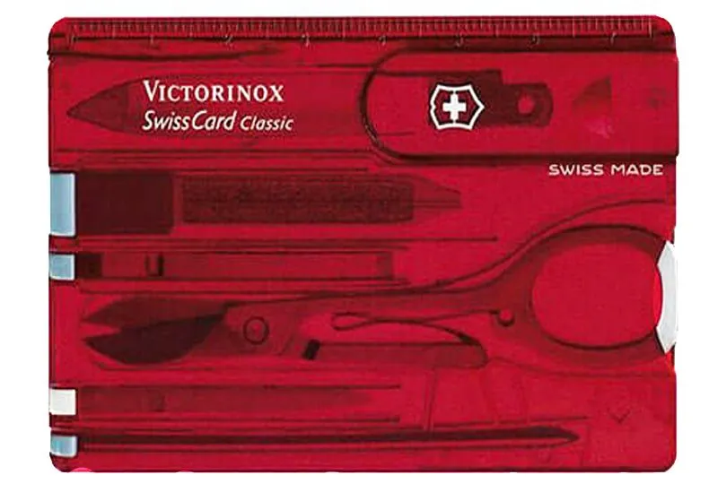 Victorinox Набор инструментов SwissCard, полупрозрачный красный