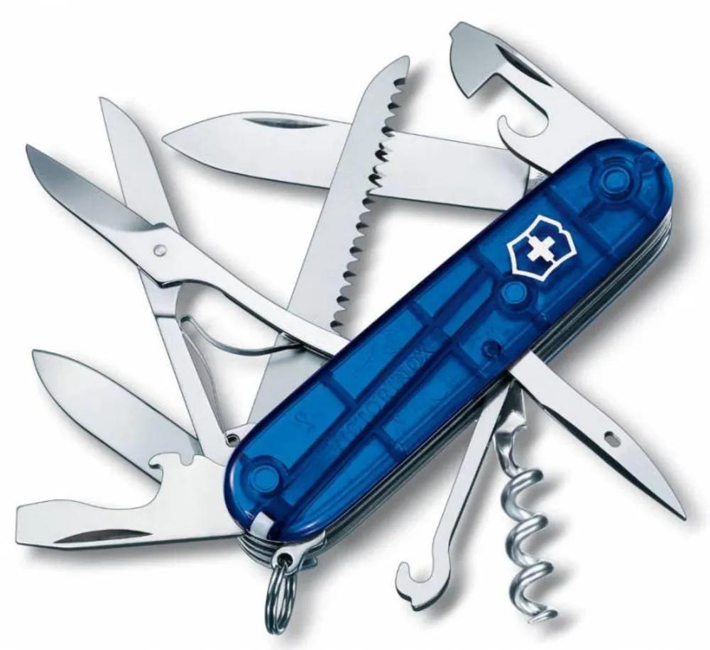 Victorinox Офицерский нож Huntsman 91, прозрачный синий
